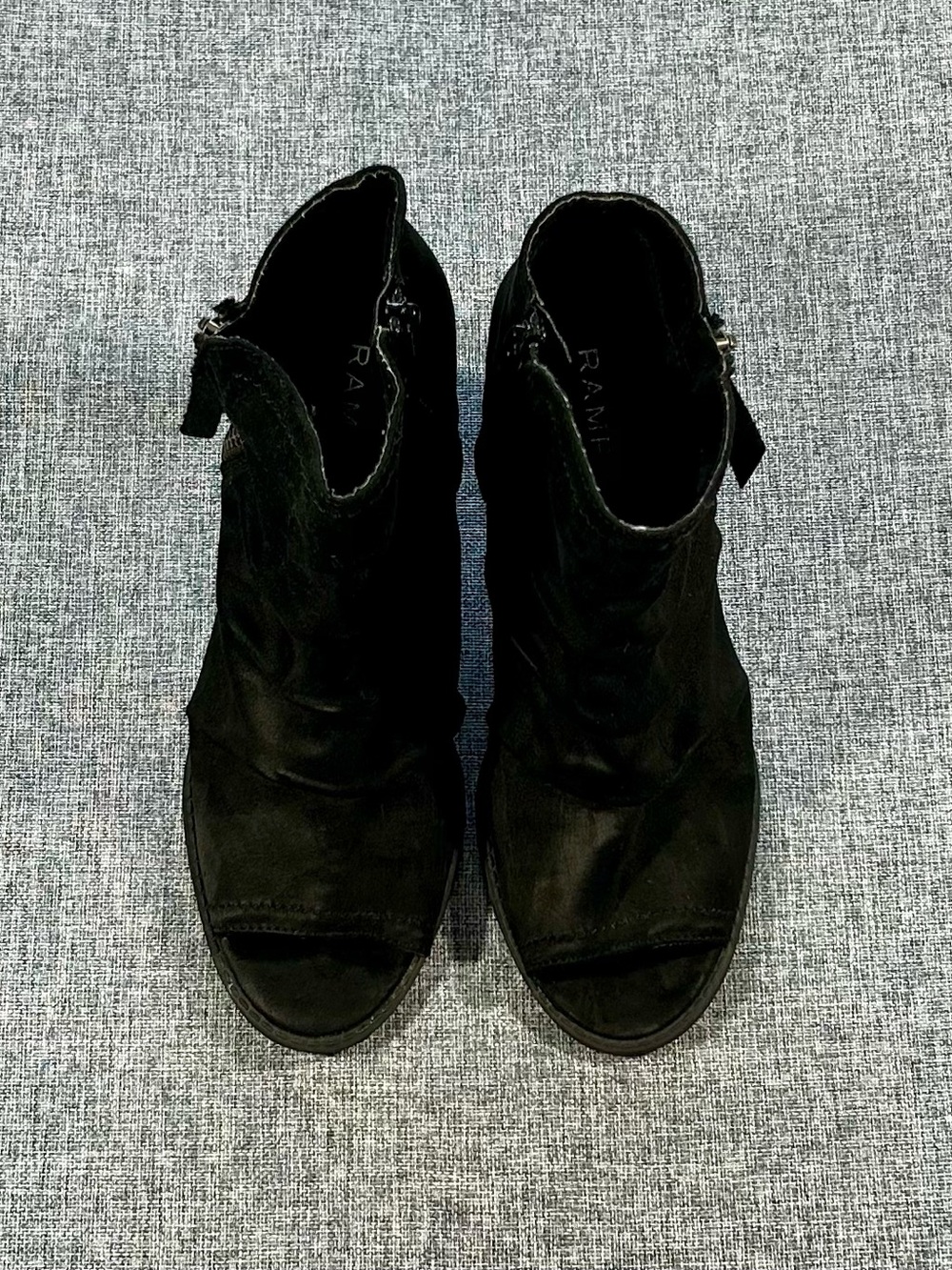 Rampage Black Faux Suede Open-Toe Ankle Booties